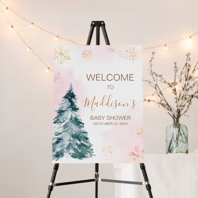 Pink Baby It's Cold Outside Welcome Sign (In Situ (Stand))