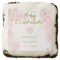 Pink Baby its Cold Outside Winter Baby Shower Brownie