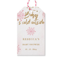 Pink Baby its Cold Outside Winter Baby Shower Gift Tags