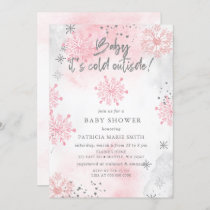 Pink Baby its Cold Outside Winter Baby Shower Invitation