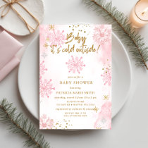 Pink Baby its Cold Outside Winter Baby Shower Invitation