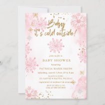 Pink Baby its Cold Outside Winter Baby Shower Invitation