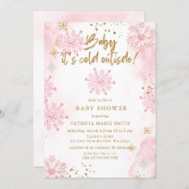 Pink Baby its Cold Outside Winter Baby Shower Invitation