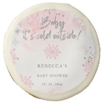 Pink Baby its Cold Outside Winter Baby Shower Sugar Cookie