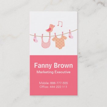 Pink Baby & Kids Related Businesses Business Card by RustyDoodle at Zazzle