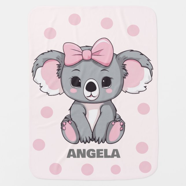 Pink Baby Koala Bear Baby Blanket (Front)