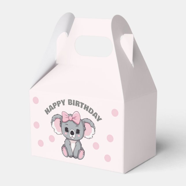 Pink Baby Koala Bear Favor Boxes (Front Side)