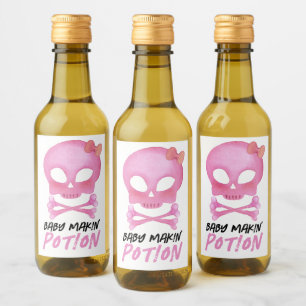 Pink Baby Makin' Potion Halloween Baby Shower Wine Label