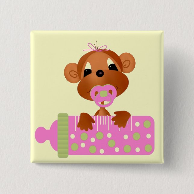 Pink Baby Monkey Button (Front)