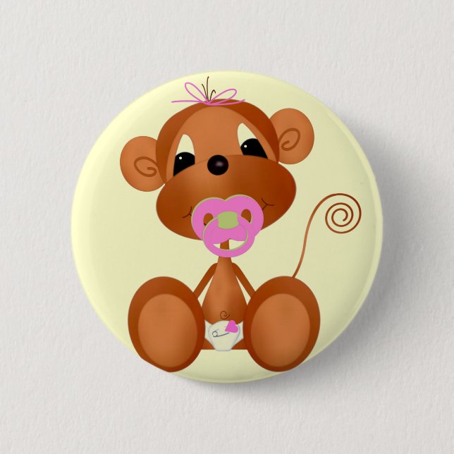 Pink Baby Monkey Button (Front)