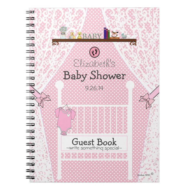 Pink Baby Nursery Baby Shower Guest Book | (Front)