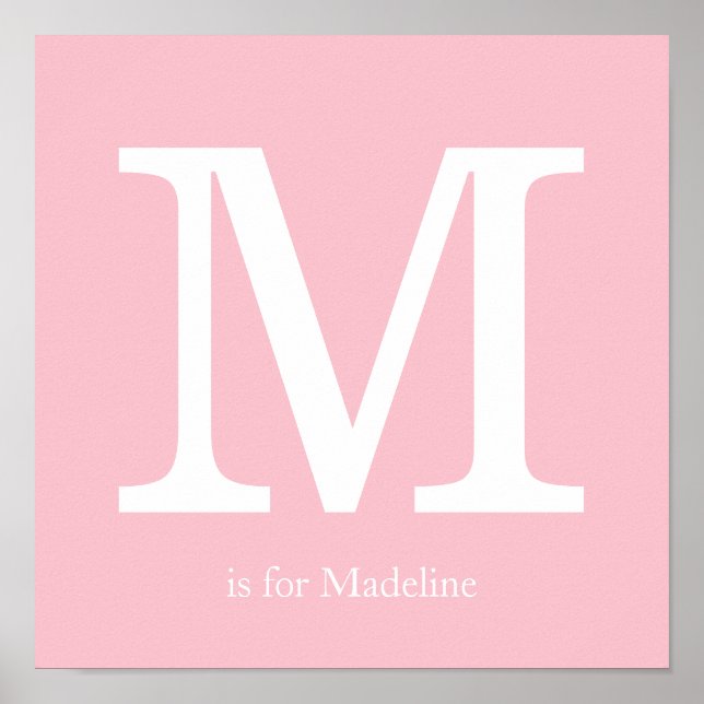 Pink Baby Nursery Monogram Poster (Front)