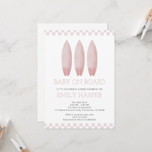 Pink Baby on Board Baby Shower Invitation