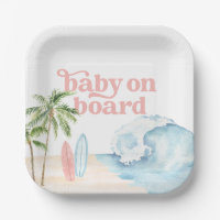 Pink Baby on Board Beach Surf Baby Shower