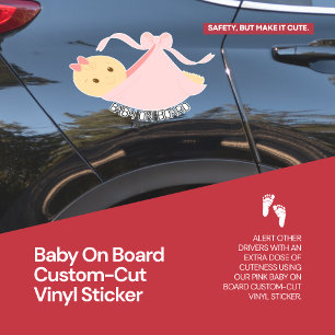 Pink Baby On Board Custom-Cut Vinyl Sticker