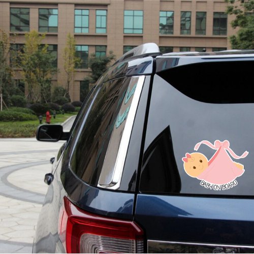 Pink Baby On Board Custom_Cut Vinyl Sticker