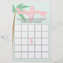 Pink Baby on Board Surfing Baby Shower Bingo Flyer