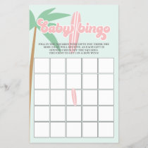 Pink Baby on Board Surfing Baby Shower Bingo Flyer