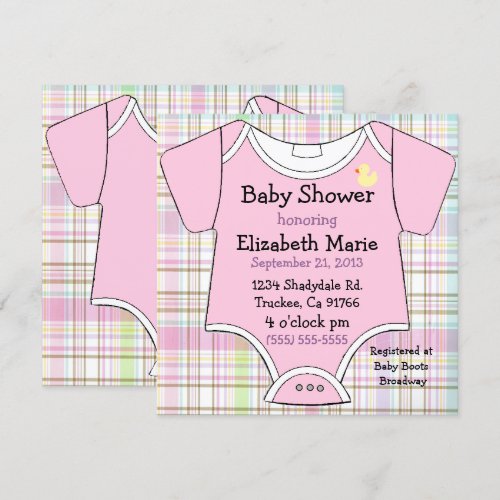 Pink Baby Outfit-Shower Custom Invitations