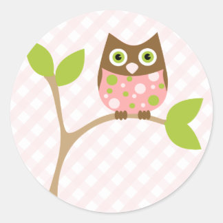 Pink Baby Owl Classic Round Sticker