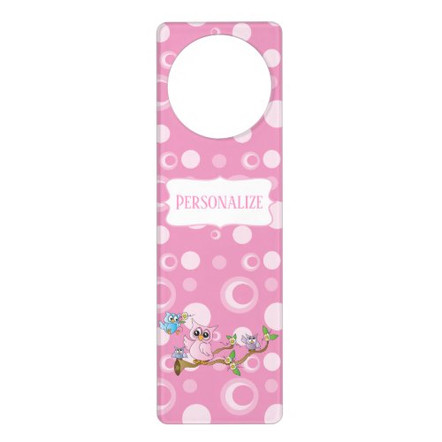 Pink Baby Owl Door Hanger