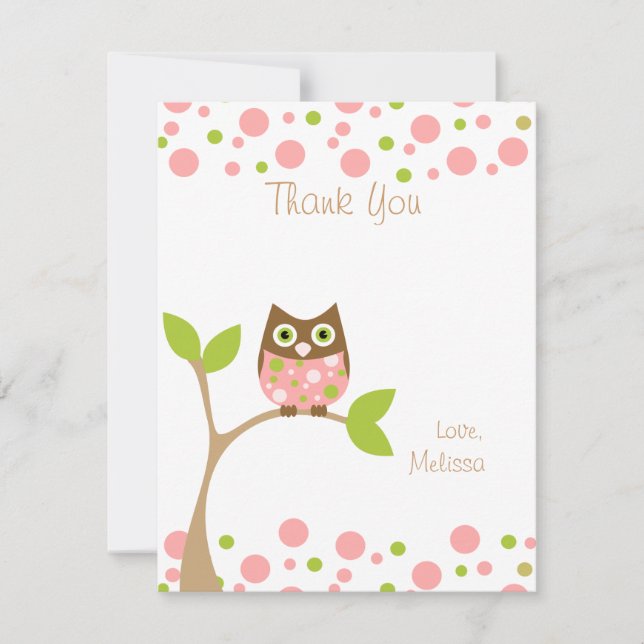 Pink Baby Owl Note Card (Front)
