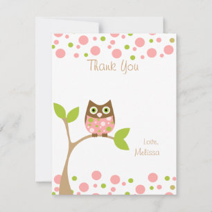 Pink Baby Owl Note Card