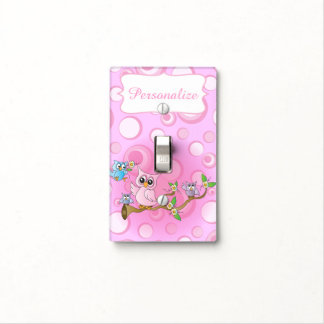 Pink Baby Owl | Nursery Theme Light Switch Cover