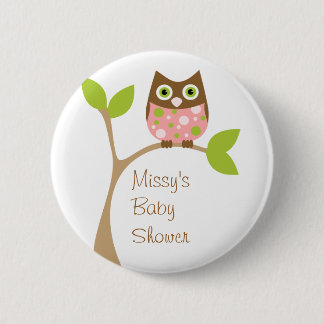 Pink Baby Owl Pinback Button