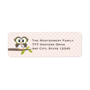 Pink Baby Owl Return Address Labels