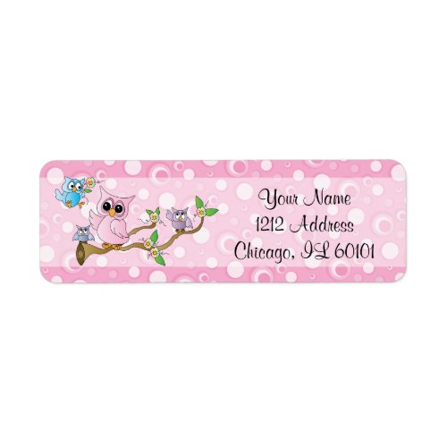 Pink Baby Owl  Shower Theme Label