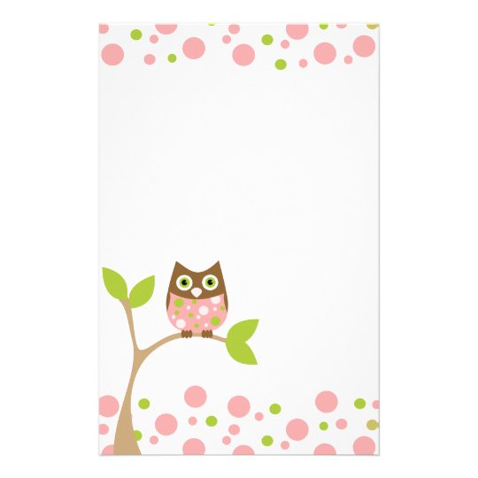 Pink Baby Owl Stationery Zazzle