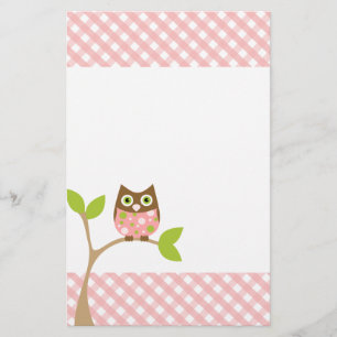 Pink Baby Owl Stationery
