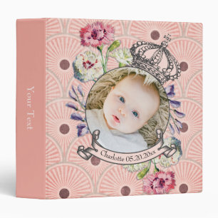 Pink Baby Photo Ephemera Pretty Princess Custom 3 Ring Binder