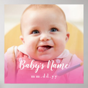 Pink Baby Photo (Personalize Text & Photo) Poster