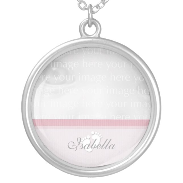 Pink Baby Photo Silver Necklace (Front)