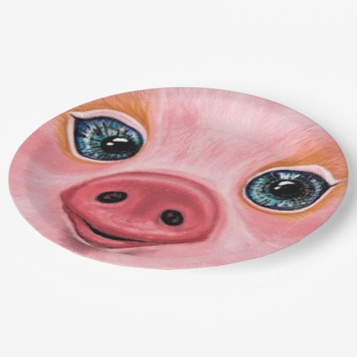 Pink Baby Piglet Funny Paper Plates Smile