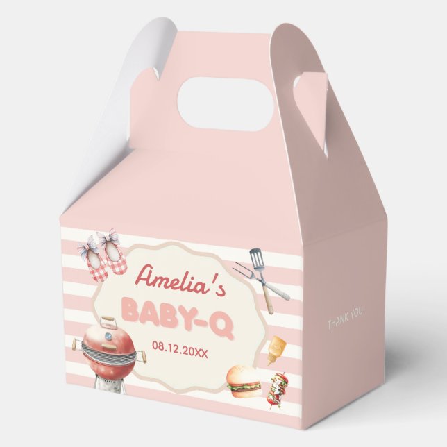Pink Baby-Q Baby Shower Favor Boxes (Front)