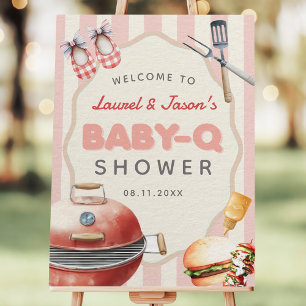 Pink Baby-Q Backyard Baby Shower Welcome Sign