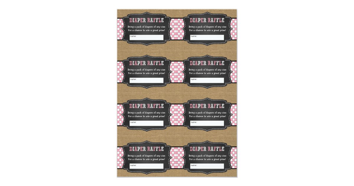 Pink Baby Q diaper raffle tickets, girl bbq Invitation ...