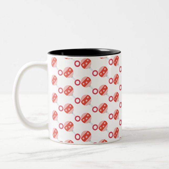 pink baby rattle Two-Tone coffee mug (Left)