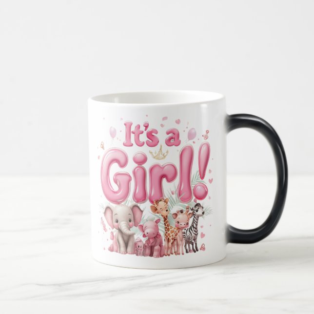 "Pink Baby Safari – It’s a Girl!" Magic Reveal Mug (Right)