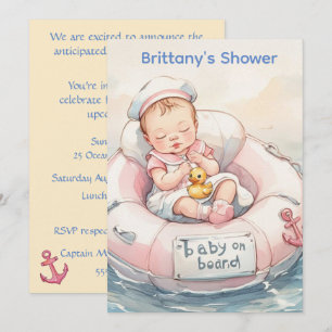 Pink Baby Sailor Digital Download Invitation
