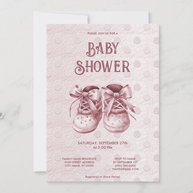 Pink Baby Shoes Baby Shower Invitation (Front)