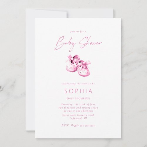 Pink baby shoes delicate Baby Shower Invitation