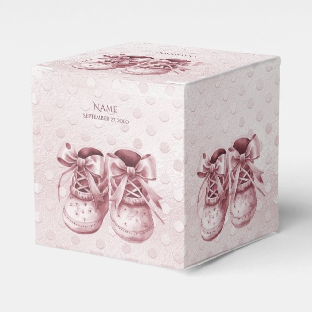 Pink Baby Shoes Favor Box (Front Side)