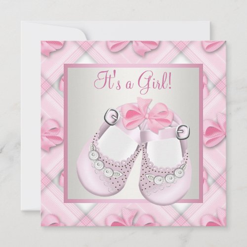 Pink Baby Shoes Pink Baby Girl Shower Invitation