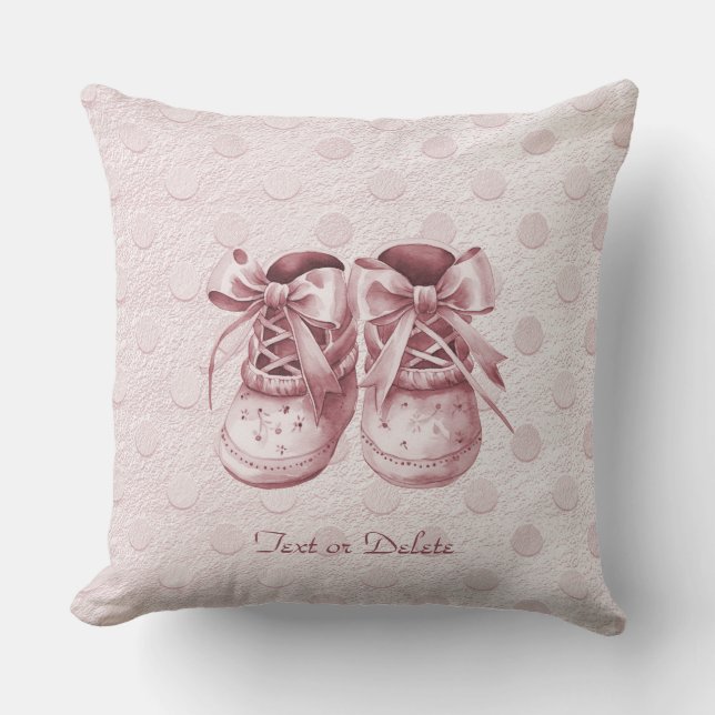 Pink Baby Shoes Throw Pillow (Front)