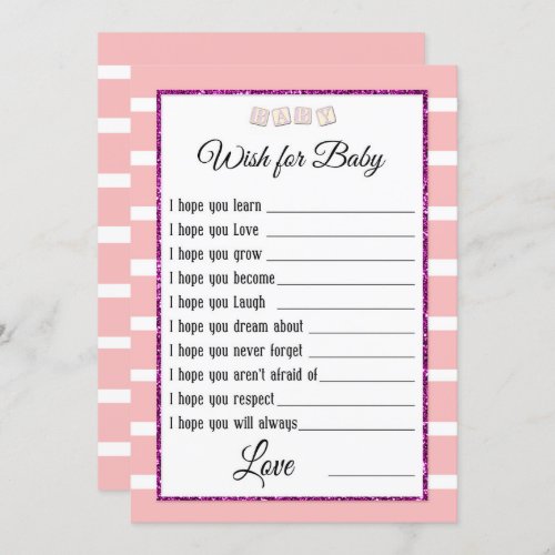 Pink Baby Shower Advice Card