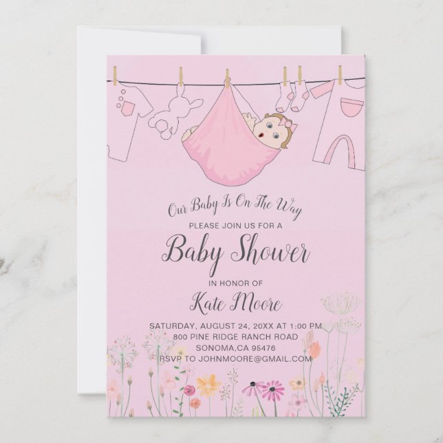 Pink Baby Shower | Baby Bundle Invitation (Front)